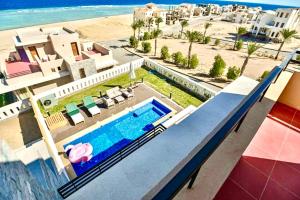 a model of a resort with a swimming pool and a beach at Hurghada Sahl Hasheesh sea-view Villa with private pool in Hurghada