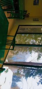 a glass table with a reflection of a tree at Umda Hotel Montana in Ayubia