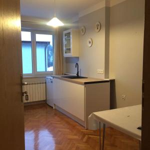 a kitchen with a sink and a counter top at Willa Sisi in Krynica Zdrój