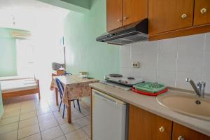 Η κουζίνα ή μικρή κουζίνα στο Greece Asprovalta Rooms Accomodation Apartment Hotel Petalo