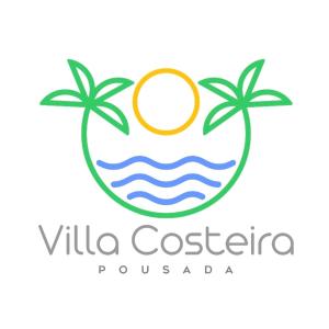 zwei Palmen und das Ozeanlogo in der Unterkunft Pousada Villa Costeira in Maragogi