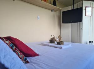 En eller flere senge i et værelse på Estúdio Amor: refúgio à dois nas montanhas