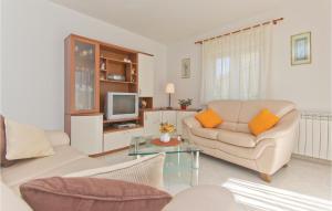 a living room with a couch and a tv at Lovely Home In Hrboki With Kitchen in Hrboki