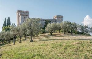 un castello in cima a una collina con alberi di Longino a Baschi