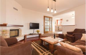 a living room with couches and a fireplace at Cozy Home In Vodnjan With Kitchen in Vodnjan