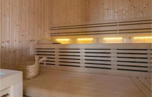 a sauna with wooden walls and a wooden floor at Gorgeous Home In Repusnica With Sauna in Repušnica