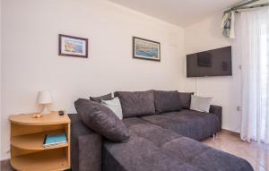 uma sala de estar com um sofá e uma televisão em Beautiful Apartment In Privlaka With Kitchen em Privlaka