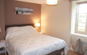 a bedroom with a white bed and a window at Gorgeous Home In Pleudihen Sur Rance in Mordreuc