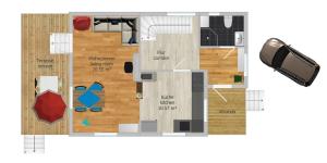 un dibujo de un plano de una habitación en Koselig Hytte i Nykvåg, en Nykvåg