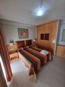 ein Schlafzimmer mit einem großen Bett in einem Zimmer in der Unterkunft Avenida de Juan Sebastián Elcano Apartamento in Vera