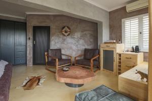 a living room with two chairs and a coffee table at YEBO Boutique Guesthouse in Somerset West