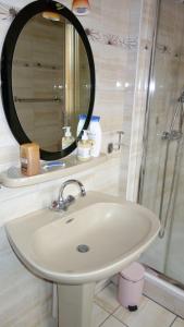 a bathroom sink with a mirror and a shower at Les Naïades in Gérardmer +22 photos