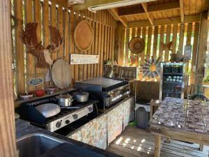 Una cocina o zona de cocina en Pancho's Paradise - Rainforest Guesthouse with Pool, Gazebo and View