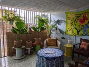 a room filled with lots of potted plants at Guesthouse Casa Lapa in Alajuela