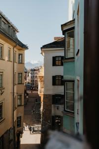 an overhead view of a city street with buildings at Hofgasse Apartments in Innsbruck