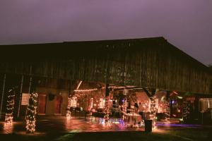 a building covered in christmas lights at night at Bayala Nyala Breeders Private Game Reserve in Mkuze