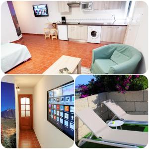 a collage of pictures of a living room and a kitchen at Casa del Sur, en el Sur de Tenerife in Granadilla de Abona