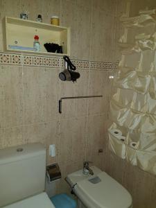 een kleine badkamer met een toilet en een wastafel bij Apartamento Olaya in Candelaria