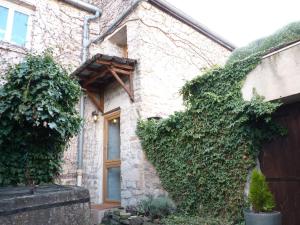 une maison recouverte de lierre avec une porte et un bâtiment dans l'établissement La petite maison CARRÉ, à Talant