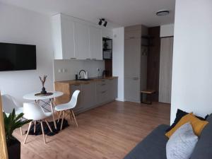 Kuchyňa alebo kuchynka v ubytovaní Apartament blisko morza i stadionu Polsat Plus Arena Gdańsk