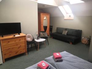 Telewizja i/lub zestaw kina domowego w obiekcie Apartmán Dlouhá