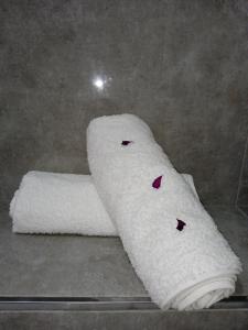 un asciugamano bianco su una mensola in bagno di EYEZULU Guesthouse a Pinetown