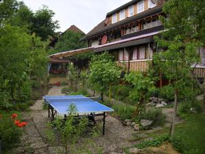 ベルナウ・イム・シュヴァルツヴァルトにあるPeaceful Apartment in Baden W rttemberg with Balconyの建物前の青卓球台
