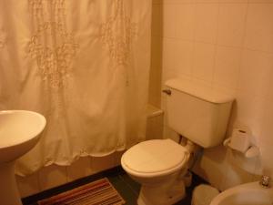 y baño con aseo y lavamanos. en Apart Hotel Alem en Ushuaia