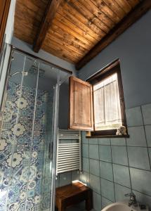 a bathroom with a shower and a sink at Castello di Petecciano B&B in Mosciano SantʼAngelo