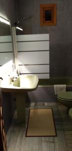 ein Badezimmer mit einem Waschbecken, einem Spiegel und einem WC in der Unterkunft Córdoba centro esencia cordobesa. Mezquita in Córdoba