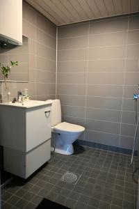 Willa Rauha E في Lumijoki: حمام مع مرحاض ومغسلة