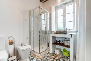 a bathroom with a shower and a toilet at Al Sharaz - Dazzling House in Alentejo in Reguengos de Monsaraz +26 photos
