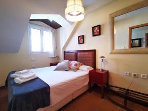 a bedroom with a large bed and a mirror at IMEDA apartamentos ARTTYCO con parking in Sierra Nevada