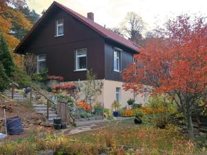 a house with a garden in front of it at Spacious apartment in Harz near ski area in Blankenburg