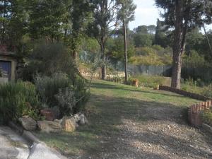 因普魯內塔的住宿－Belvilla by OYO La Selva，种有植物和树木的院子和栅栏