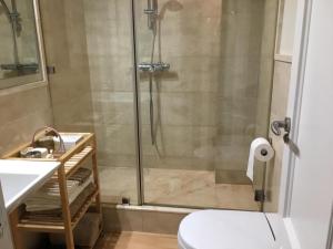 a bathroom with a shower with a toilet and a sink at Apartamento Plaza de Los Naranjos Marbella in Marbella