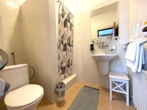 a bathroom with a toilet and a sink at Art Pension dans le Parc in Banská Bystrica