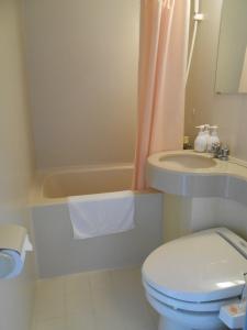 a bathroom with a toilet and a sink and a tub at Select Inn Mishima in Mishima