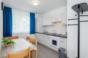 une cuisine avec une table et une salle à manger dans l'établissement Sünnslag Wohnung 087, à Boltenhagen