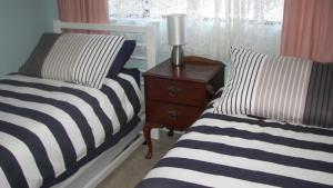 two beds sitting next to each other in a bedroom at 3/17 Park Street in Port Macquarie