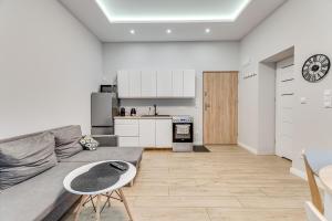 a living room with a couch and a table at Central Platinum Apartments 7 in Rybnik