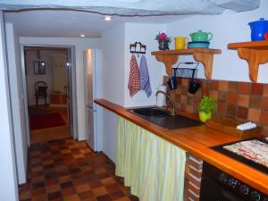 a kitchen with a sink and a counter top at Visavis Villa Velo in Jestädt +5 photos