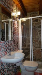 O POMAR VELLO في بونتيفيدرا: حمام مع حوض ومرحاض