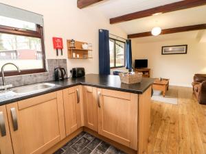a kitchen with a sink and a counter top at Foxglove Lodge in Saltburn-by-the-Sea