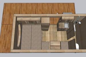 een plattegrond van een tiny house met een kamer bij Zinipi Retreat Gelenau "Eule" in Gelenau