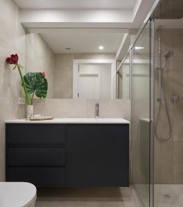 ein Badezimmer mit Waschbecken und Dusche in der Unterkunft Nautiko by FeelFree Rentals in San Sebastián + 31 Fotos