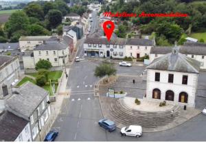 a view of a small town with a red heart at Madelines Accommodation in Tinahely