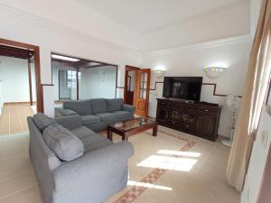 a living room with a couch and a tv at VILLA MARTA in Playa Blanca