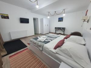 ein Schlafzimmer mit einem großen Bett in einem Zimmer in der Unterkunft Casa Elis in Merei