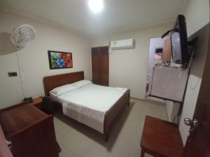 a bedroom with a bed and a tv in it at Hotel Granada Inn in Barranquilla